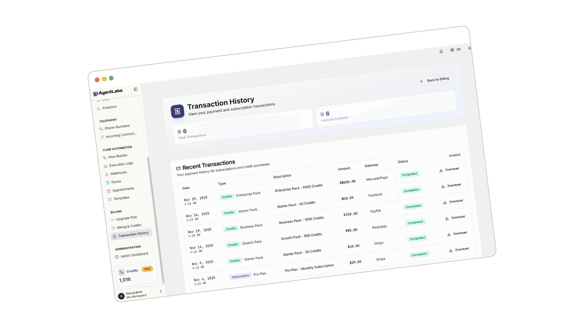 AgentLabs - AI Voice Calling Agents & Lead Intelligence SaaS Platform screenshot 1